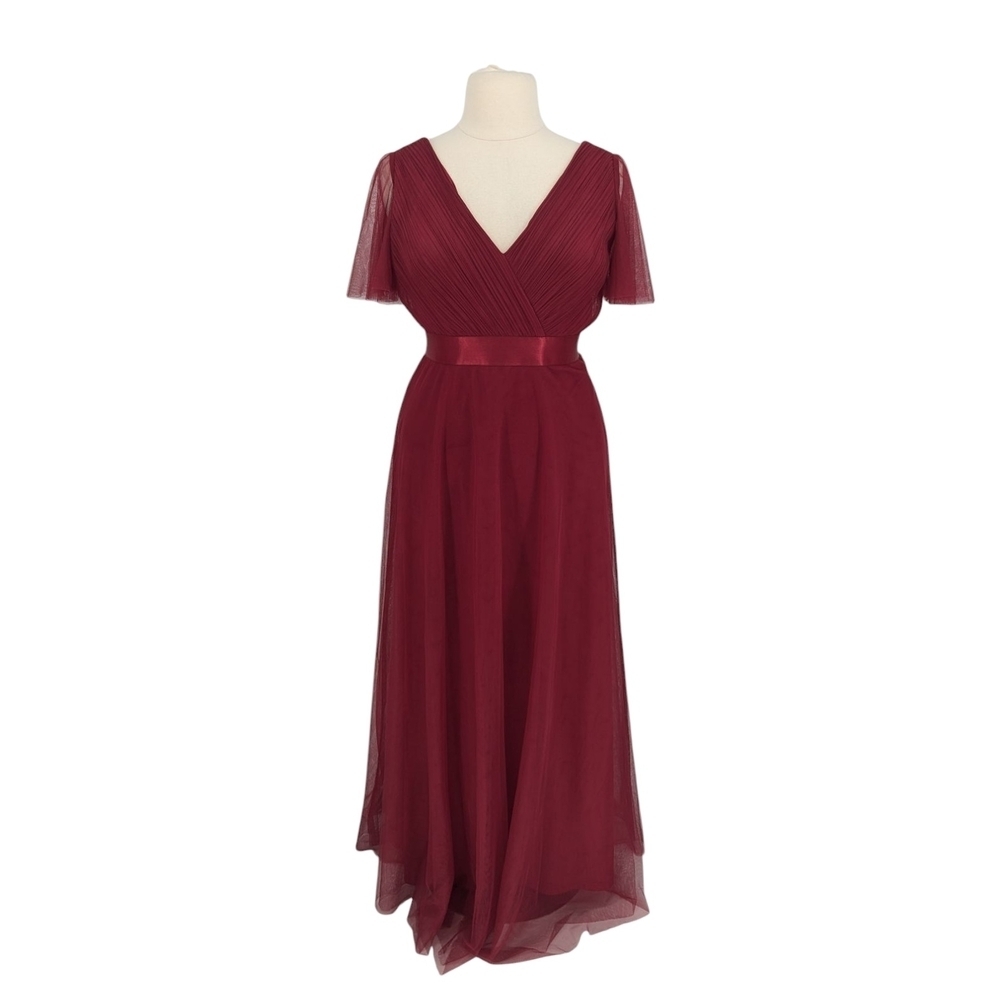 01494 Ever Pretty Mesh Maxi Dress Red Size 5XL wedding bridesmaid preppy boho